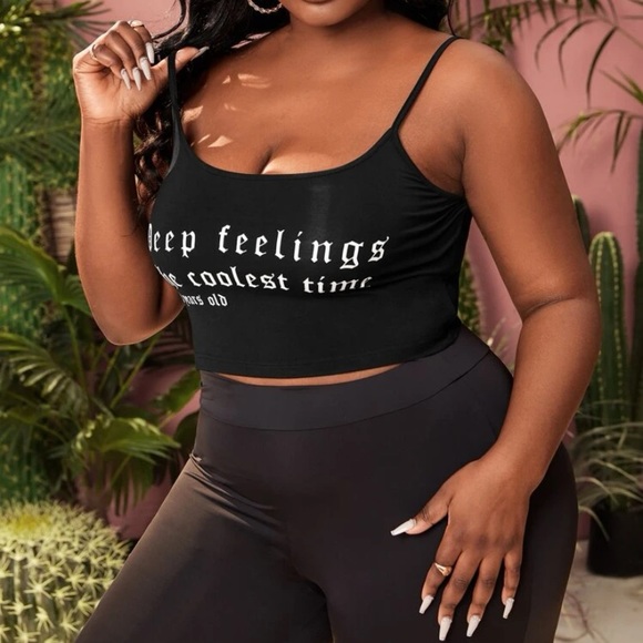 Plus Slogan Graphic Cami Top - Picture 1 of 2